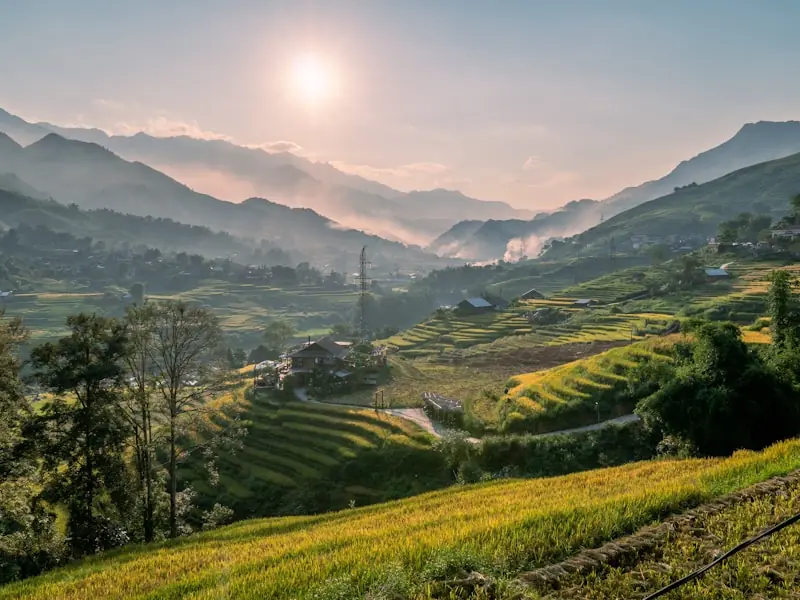 Rizières inondées du Vietnam reflétant le ciel comme des miroirs naturels
